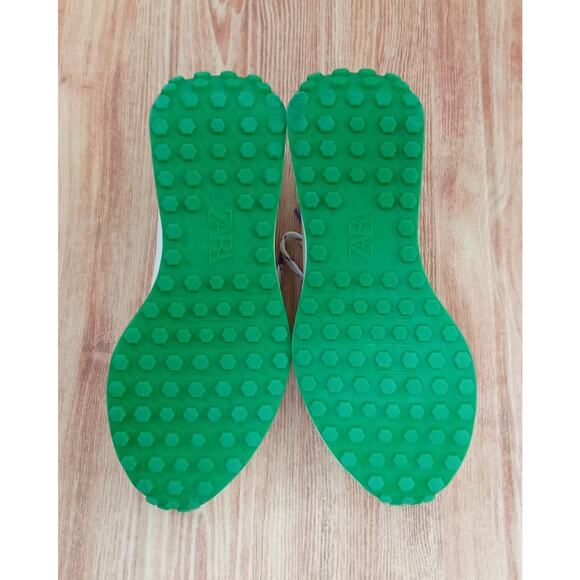 Zara Women's Sneakers Lace-Up Off White Purple Green Size EU 39 - Picture 8 of 11